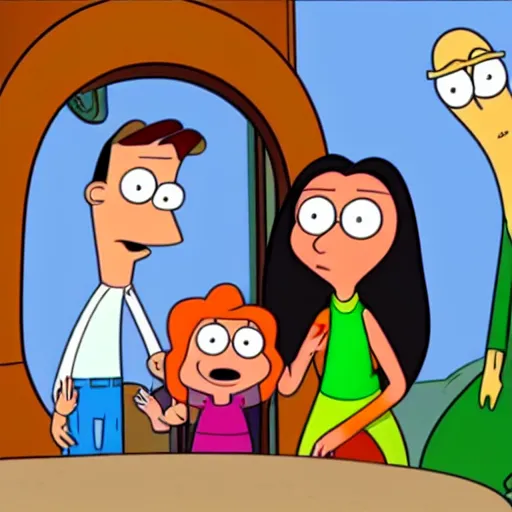 Prompt: phineas and ferb crossover family guy