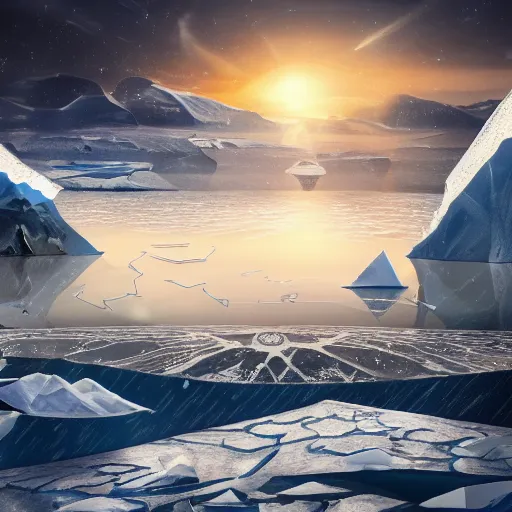 Image similar to epic masterpiece of diamond revelations in Antarctica begetting hope, cinematic, establishing shot, extremely high detail, photorealistic, cinematic lighting, intricate line drawings, 8k resolution