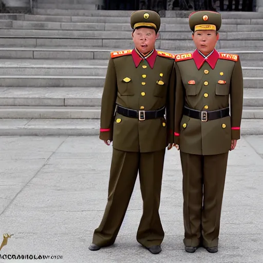 Image similar to professional photograph of asian andy wearing a north korean military uniform, 8 k, very intricate, very detailed,