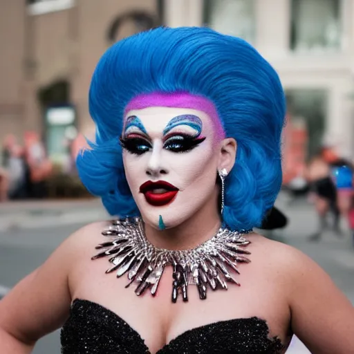 Prompt: a photo of a drag queen, shallow focus