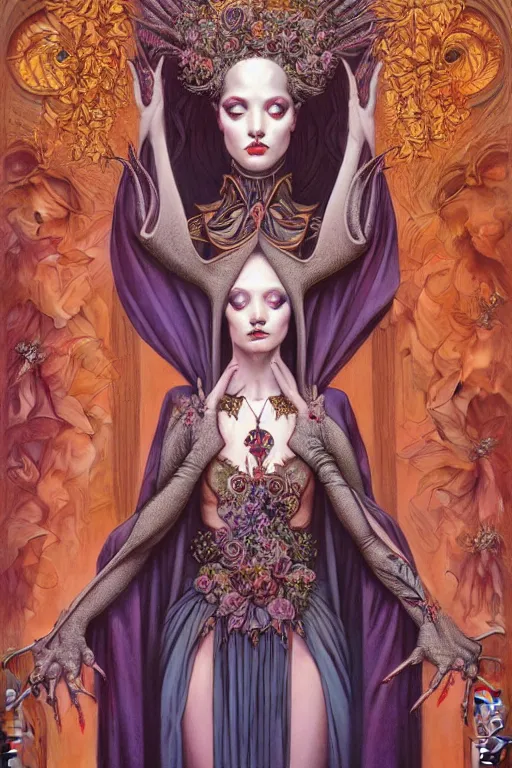 Prompt: symmetrical painting, a fullbody portrait of an beautiful female immortal in amazing dress, pretty, perfect face, elegant, ornate, luxury, elite, matte painting, by artgrem, by james jean, by brian froud, by wayne barlowe