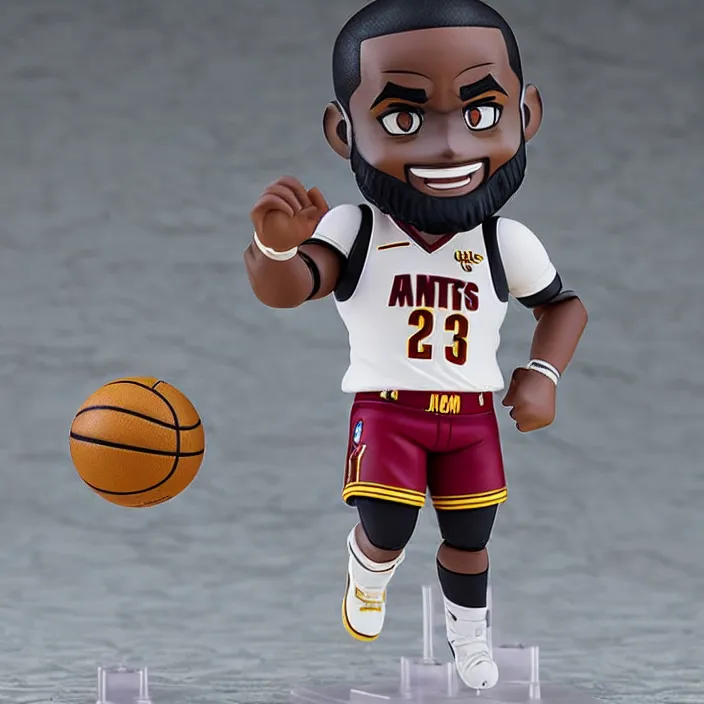 Image similar to an anime nendoroid of lebron james, figurine, detailed product photo