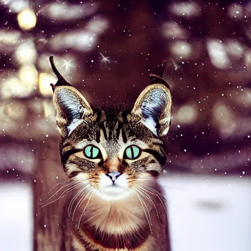 Image similar to a feline reindeer - cat - hybrid, animal photography