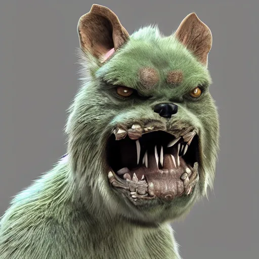 Image similar to furry friendly monster, photorealistic, colored, unreal engine, vray, 5 5 mm