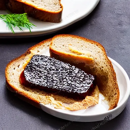 Image similar to meat jelly on rye toast,