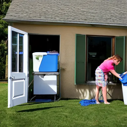 Prompt: mowing the laundry