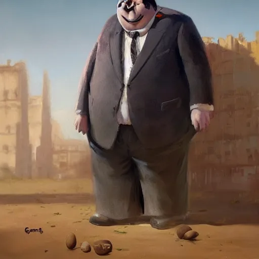 Prompt: portrait of big chungus as mr. bean painted by greg rutkowski, wlop