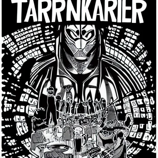 Prompt: tarkovsky stalker movie posters black panther cat prowling style of “ daniel clowes ” line art