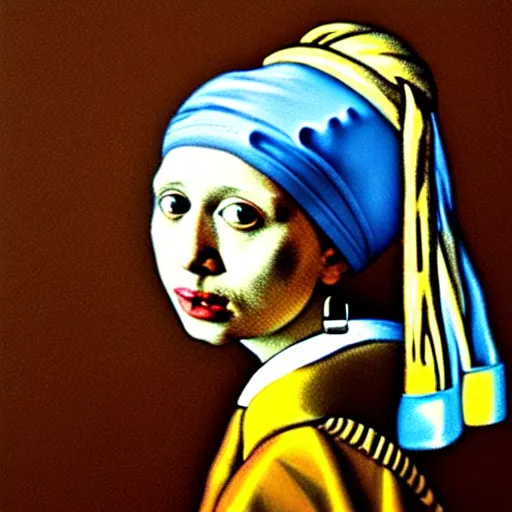 Image similar to portrait of cookie monster as girl with pearl earring