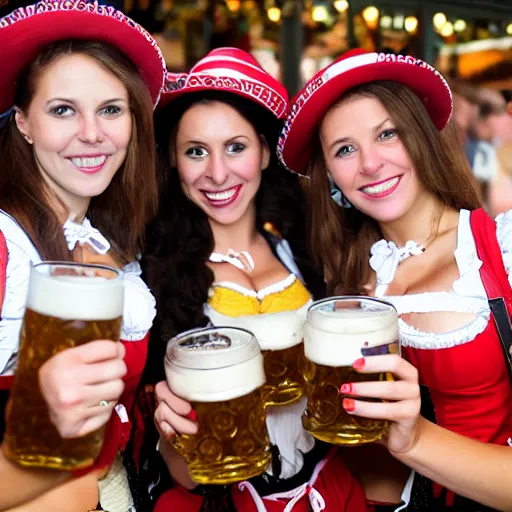 Prompt: oktoberfest girls celebrating, beer