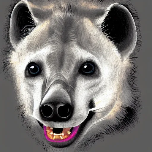 Image similar to white spotted hyena, digital painting