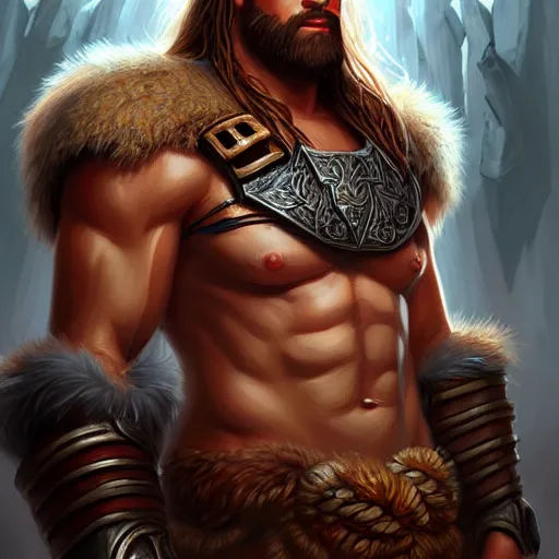 Image similar to a _ fantasy _ style _ portrait _ painting _ of barbarian oil _ painting _ unreal _ 5 _ daz. _ rpg _ portrait _ extremely _ detailed _ artgerm _ greg _ rutkowski _ greg