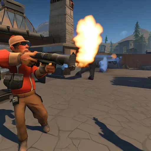 Image similar to screenshot of team fortress 2 gameplay with walter white, first person, highly detailed, highly intricate, 8 k,