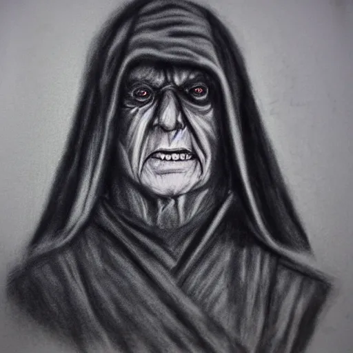 Image similar to Charcoal sketch of Emperor Palpatine