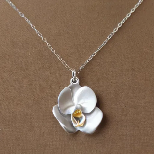 Image similar to silver necklace, realistic, orchid