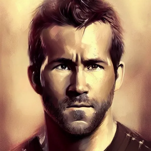 Image similar to “ portrait of ryan reynolds by greg rutkowski, young, attractive, highly detailed portrait, scifi, digital painting, artstation, concept art, smooth, sharp foccus ilustration, artstation hq ”