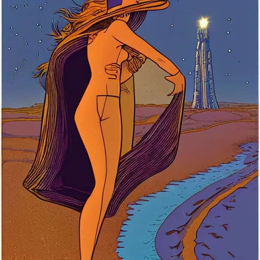 Image similar to kaia gerber retro minimalist portrait moebius starwatcher comic by jean giraud, 8 k