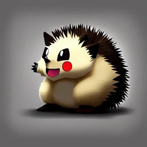 Prompt: A pokemon that looks like A hedgehog, covered with a layer of black Misty ，Trending on art station. Unreal engine.