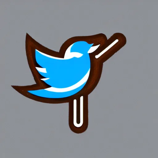 Image similar to twitter logo holding ban hammer, illustration, digital