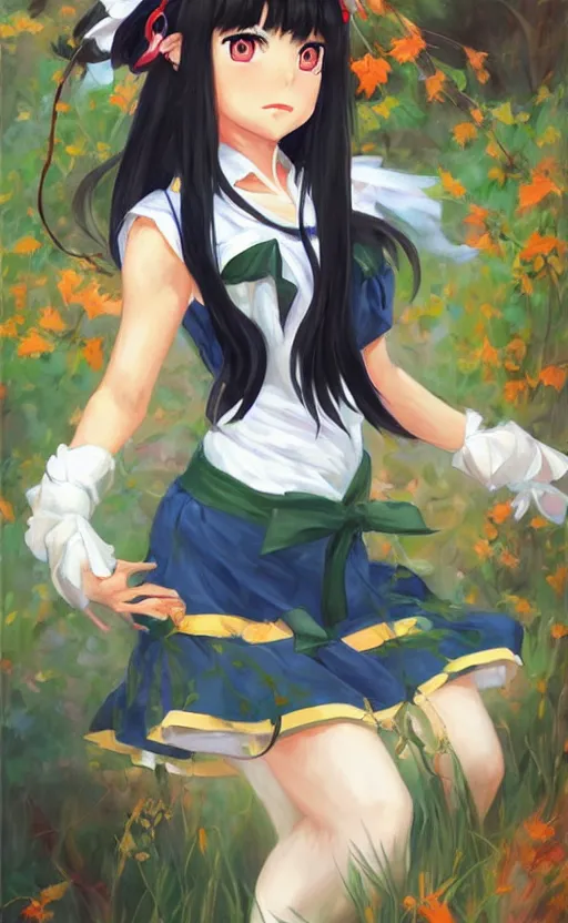 Prompt: Kagome higurashi fanart. By Konstantin Razumov, highly detailded