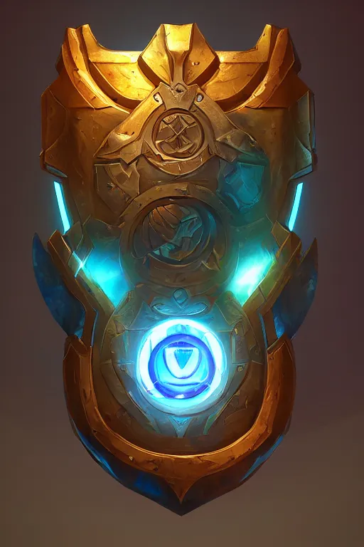 Image similar to shield fantasy epic legends game icon stylized digital illustration radiating a glowing aura global illumination ray tracing hdr fanart arstation by ian pesty and katarzyna da „ bek - chmiel