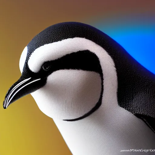 Image similar to portrait photo of linux penguin as a jedi, blue and yellow lighting, dark, cinematic, high quality, 4 k