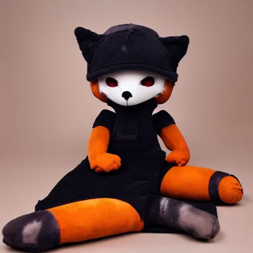 Prompt: cute fumo plush of a foxboy builder, dramatic, three point lighting