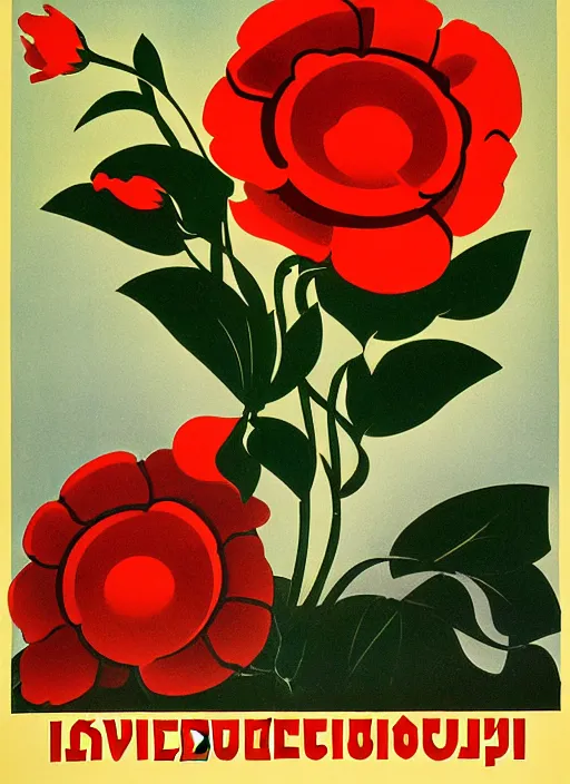 Prompt: soviet propaganda poster of phrase'tend to the flowers ', socialist realism. by alexander zelensky, viktor deni, havrylo pustoviyt