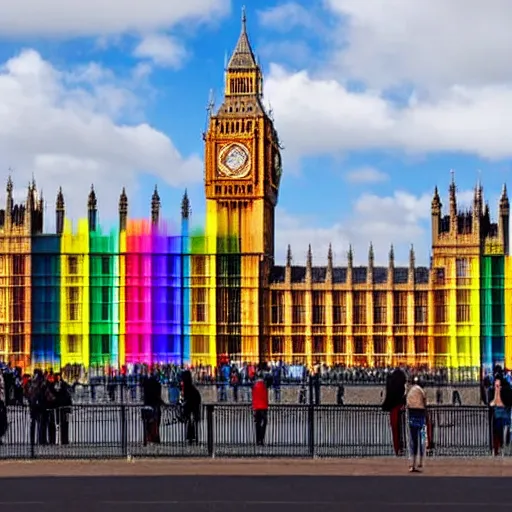 Image similar to Westminster palace painted the colours of the rainbow