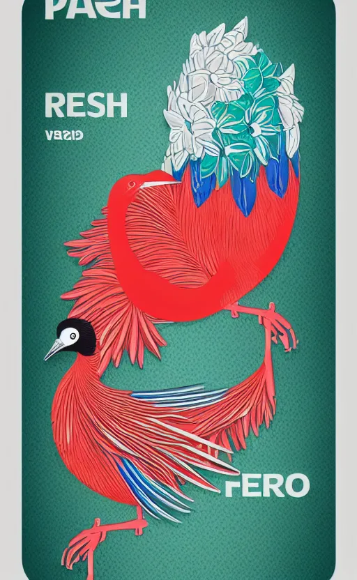 Prompt: fresh poker card design, vector, solid colors, japanese crane bird in the middle, vivid colors, clean elements, trending on kickstarter