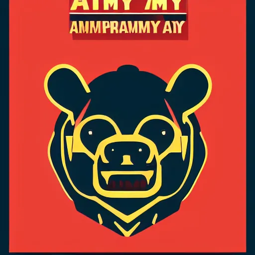 Image similar to Propaganda poster of a army bear, sticker, highly detailed, colorful, illustration, drama, smooth and clean vector curves, no jagged lines, vector art, smooth