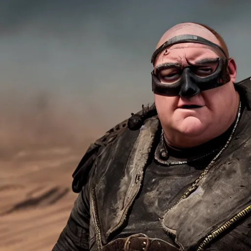 Image similar to peter griffin as immortan joe in mad max fury road, 4k, high detail, high-resolution photograph, professional photography, ultra-detail