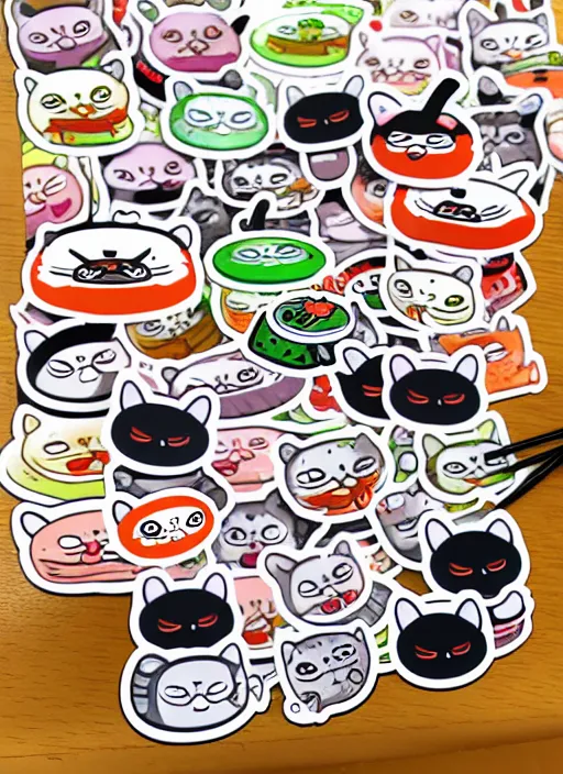 Image similar to sushi cats sticker sheet