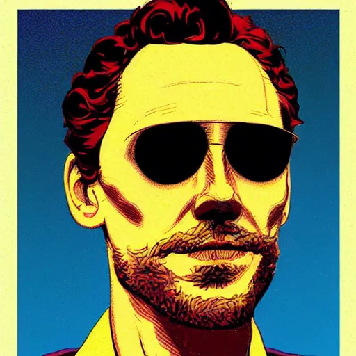 Image similar to “ tom hiddleston retro minimalist portrait by jean giraud, moebius starwatcher, comic, 8 k ”