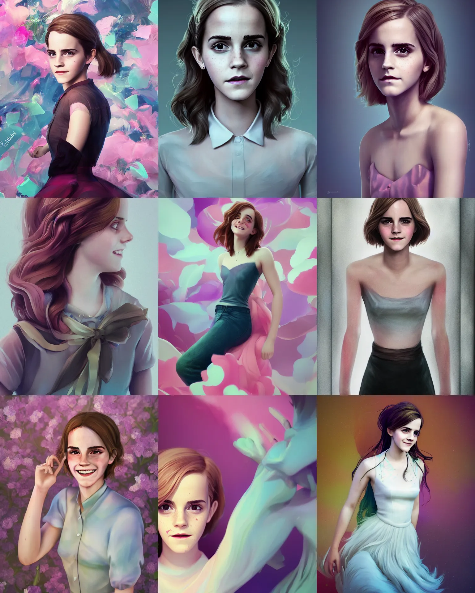 Prompt: beautiful full body Emma Watson smiling, Photolab, Lightroom, 4K, Dolby Vision, Photography Award, photograph by lois van baarle, loish and ross tran and rossdraws, and sam yang and samdoesarts and artgerm, 3D unreal 5, DAZ, hyperrealistic, octane render, cgsociety, Cecil Beaton, Irving Penn