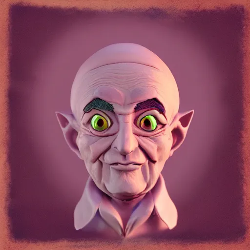 Prompt: dream aesthetic, portrait of evil evil keebler elf by Thomas Cole, cartoon cel shader c4d render