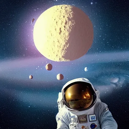 Image similar to “ spaceman looking out at the planets in the sky, highly detailed ”