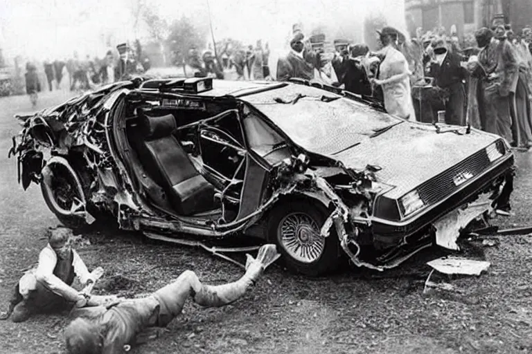 Image similar to car crash 1 9 2 2 delorean