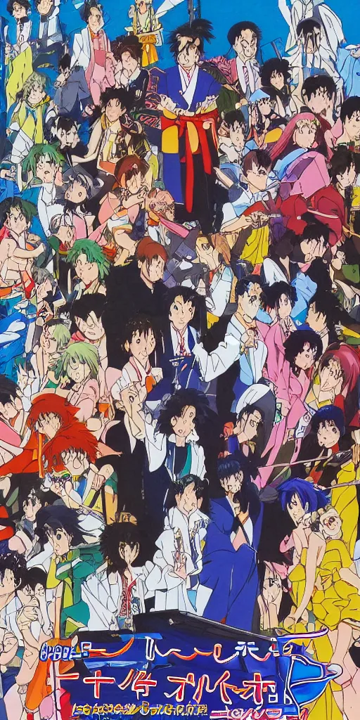 Prompt: a chariot in tokyo, 1990s anime, full color,