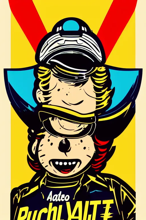 Image similar to fallout 7 6 retro futurist illustration art by butcher billy, sticker, colorful, illustration, highly detailed, simple, smooth and clean vector curves, no jagged lines, vector art, smooth andy warhol style