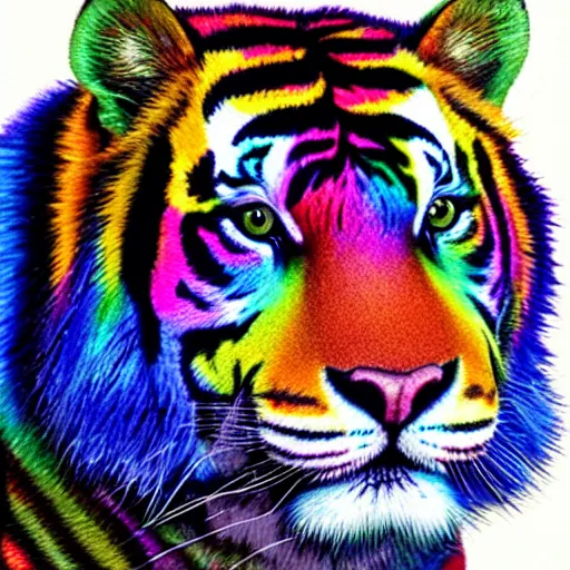 Prompt: Realistic rainbow tiger