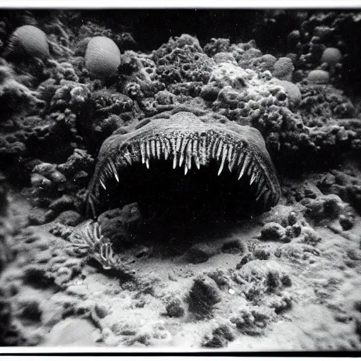 Image similar to underwater abyssal sea monster, dark, 35mm camera, horror