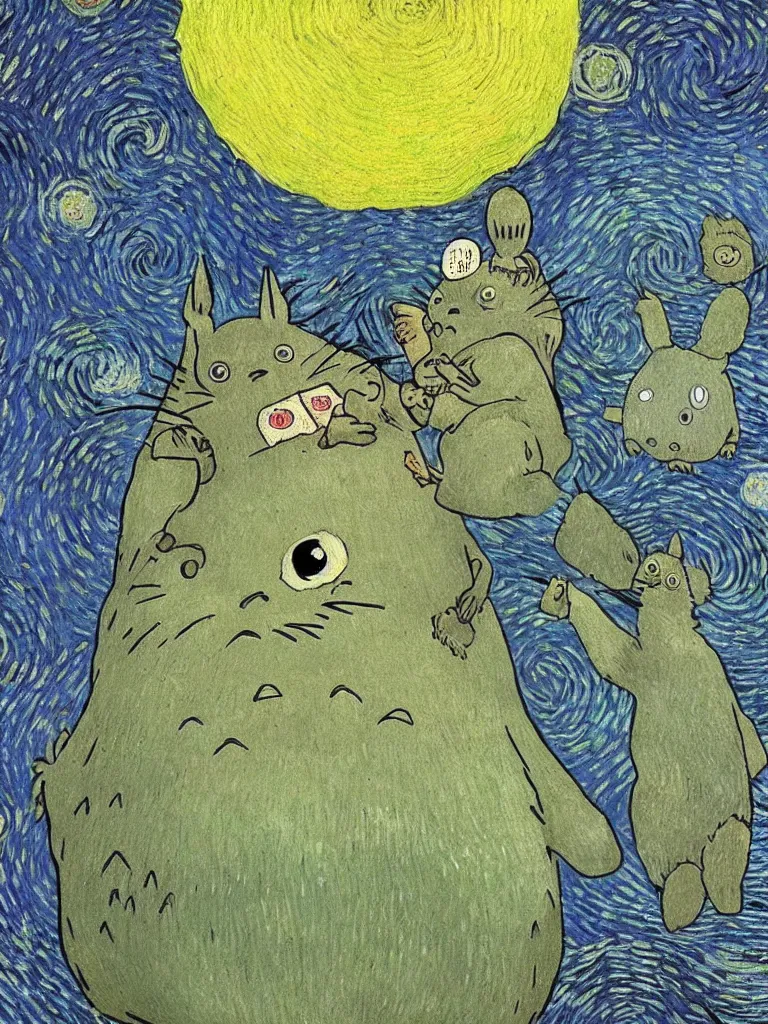 Image similar to “Totoro by Vincent Van Gogh”