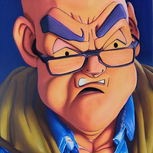 Image similar to Painting of David Koechner, official, detailed, character dragonball, award winning artwork, Akira Toriyama