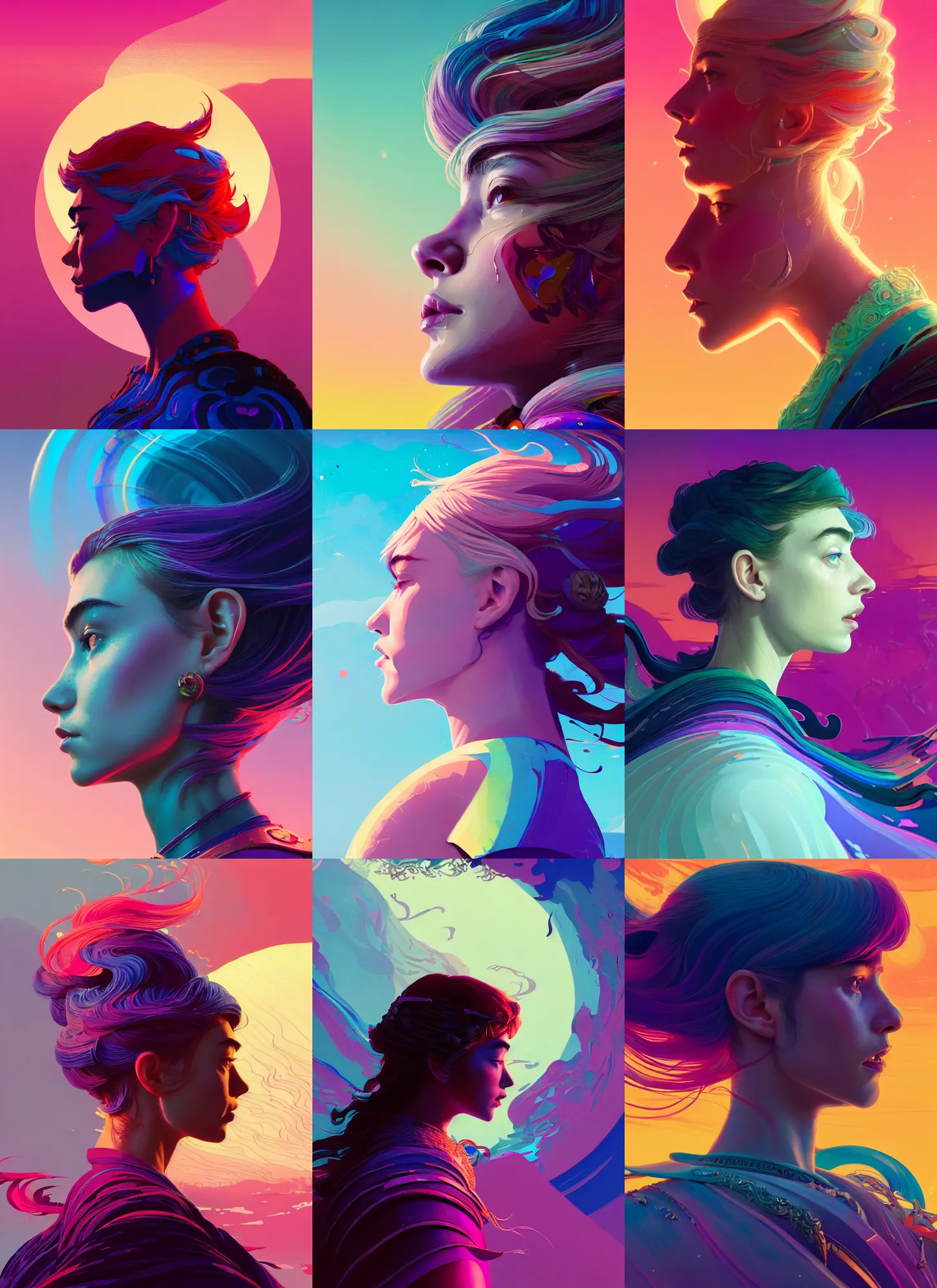 Prompt: side profile centered painted portrait, Imogen Poots as a Paladin, D&D, matte painting concept art, beautifully backlit, colourful, swirly vibrant color lines, winning-award masterpiece, fantastically gaudy, aesthetic octane render, 8K HD Resolution, by Victo Ngai and Kilian Eng and Jake Parker and ilya kuvshinov and Cushart Krentz and Gilleard James