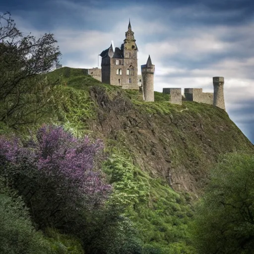 Prompt: beautiful landscape and castle further away