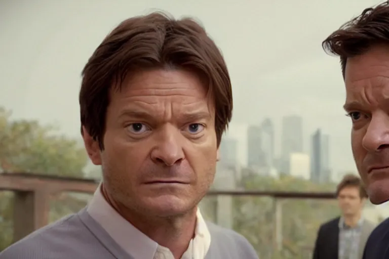 Image similar to an accurate portrait of Jason Bateman reacting in disgust to the mayonegg