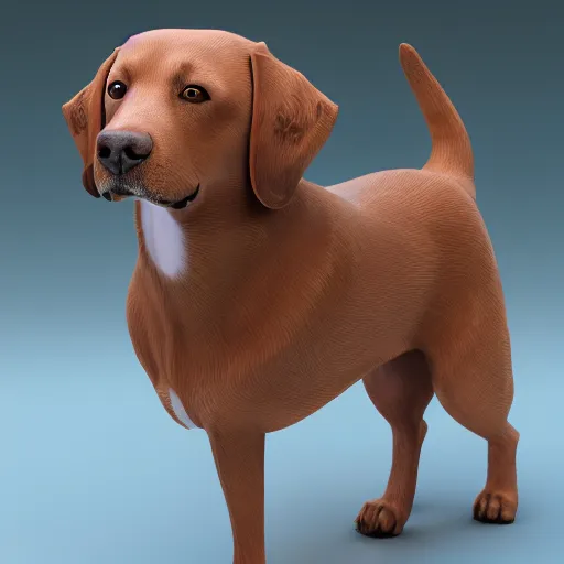 Image similar to 3 d render of a dog, 4 k, game model