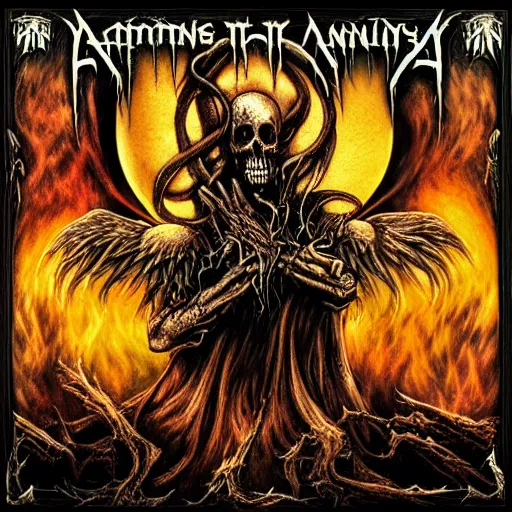 Image similar to among us death metal album cover in the style of death metal record cover