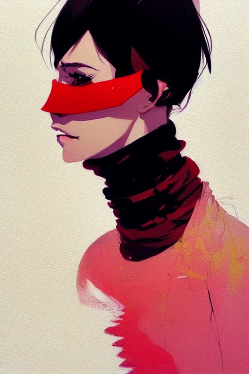 Prompt: a ultradetailed painting of a stylish woman wearing a turtleneck by conrad roset, greg rutkowski and makoto shinkai trending on artstation